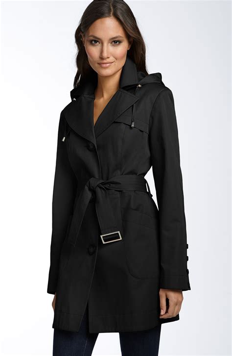 michael kors trench coat with gold buttons|Michael Kors belted raincoat.